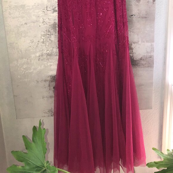 NWT Adrianna Papell Formal Beaded Gown~ Pink Sapphire